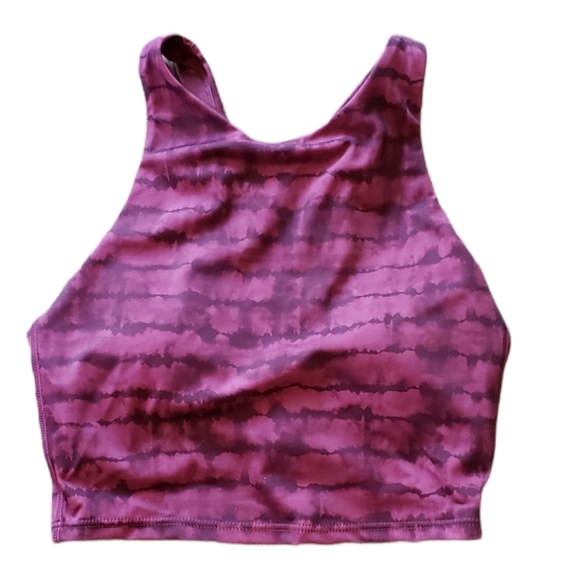 Athleta Conscious Crop Printed Bikini Top NEW Womens Vintage Plum - Picture 2 of 5